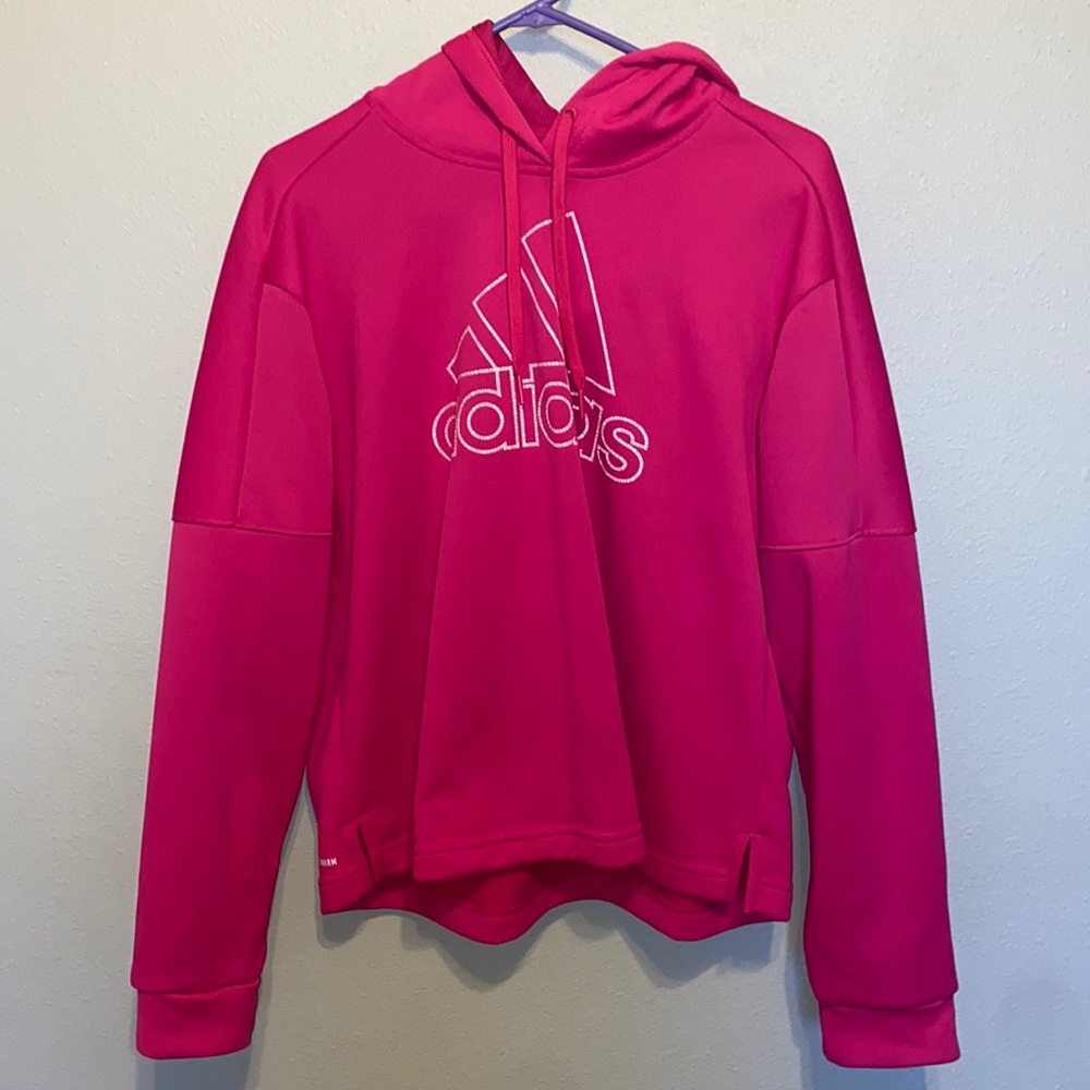 Womens Pink Adidas hoodie. Size XL
